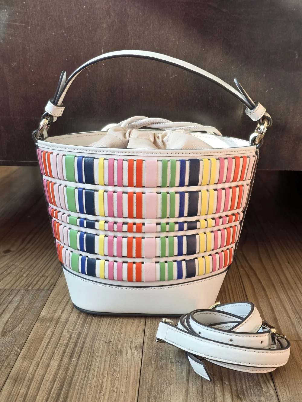 kate spade New York Pippa Woven Small Bucket Bag
